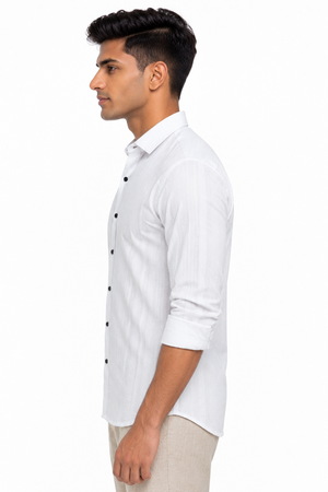 White Textured Designer Shirt