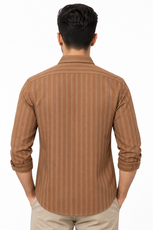 Brown Linen Stripe Shirt