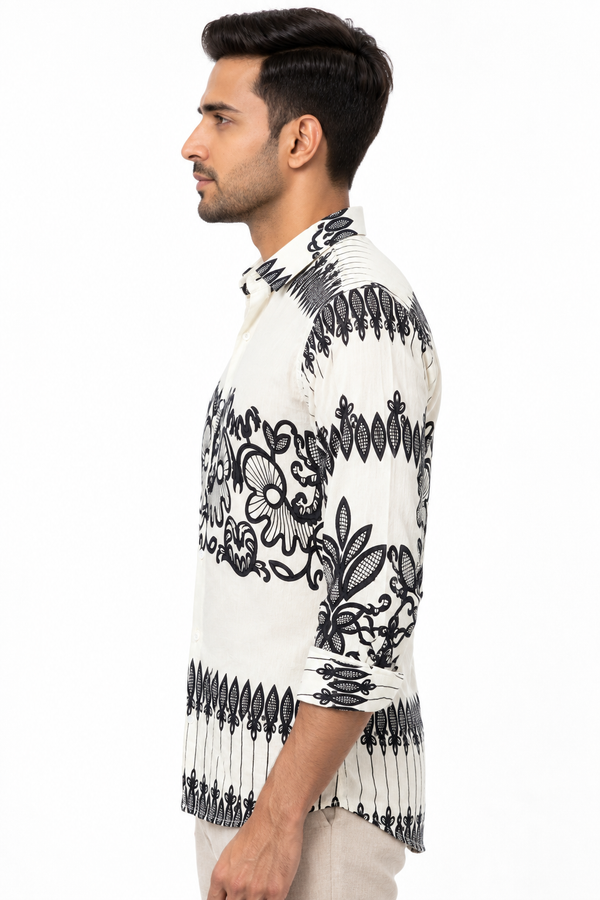White Border Printed Shirt
