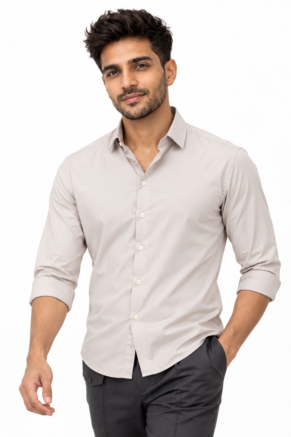 Sand Beige Plain Shirt