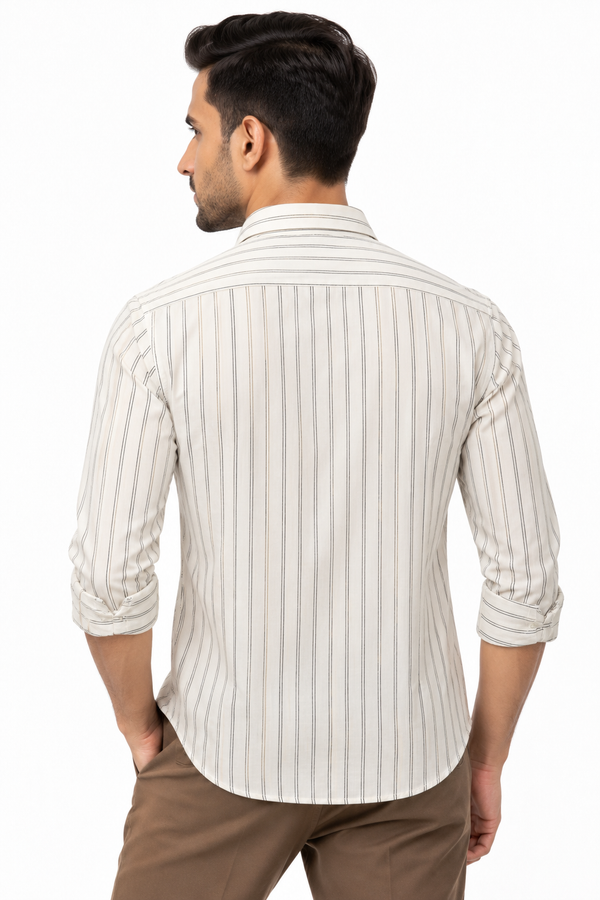 White Linen Stripe Shirt