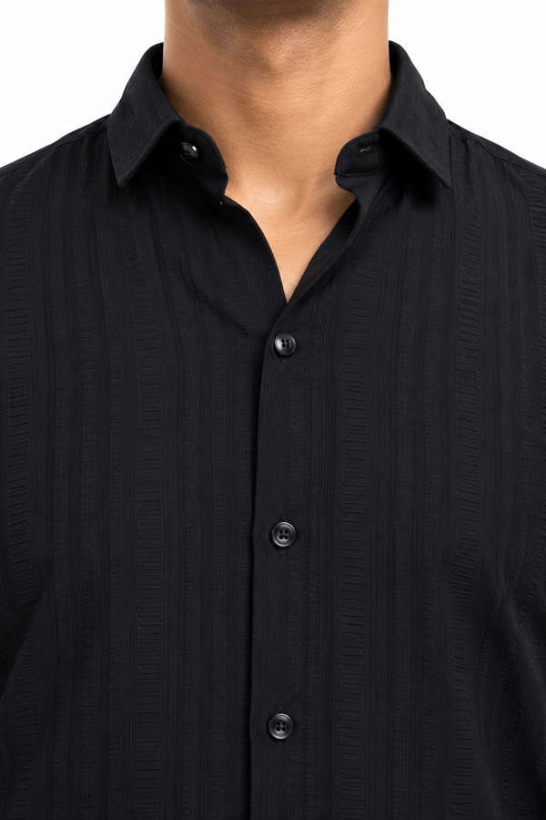 Black Textured Designer Shirt