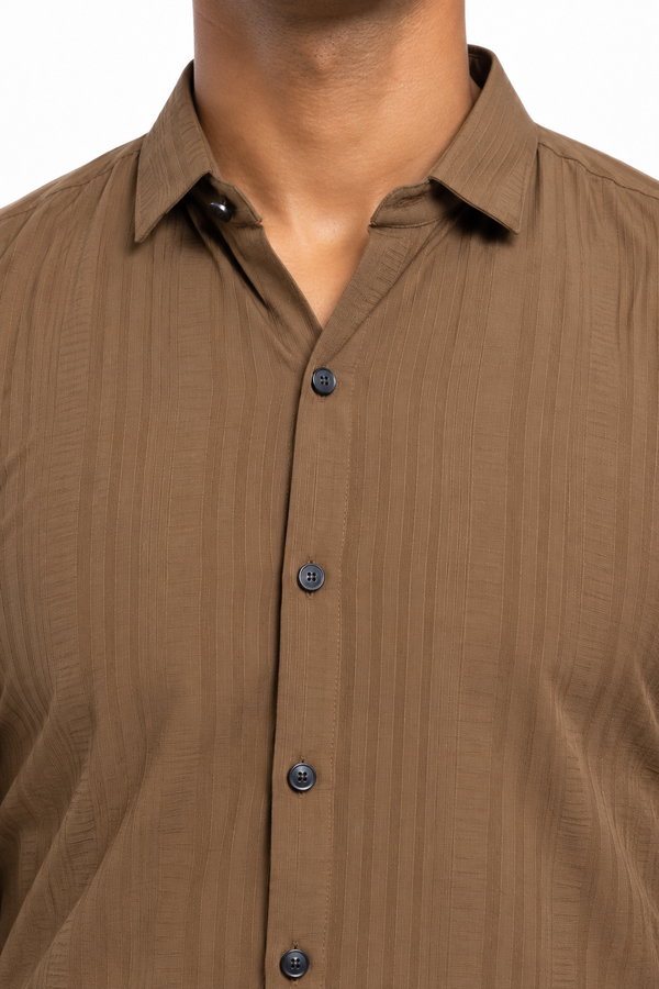 Brown Textured Designer Shirt