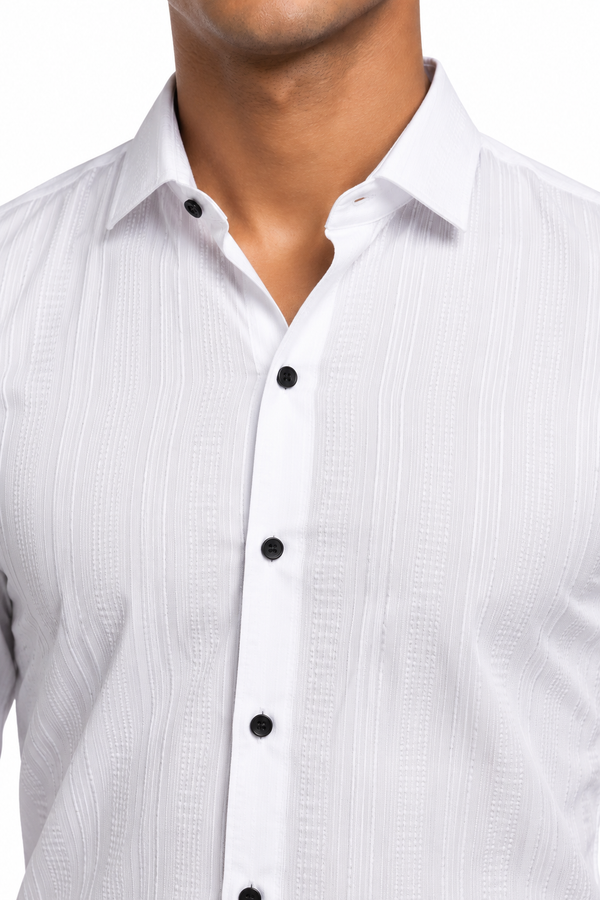 White Textured Designer Shirt