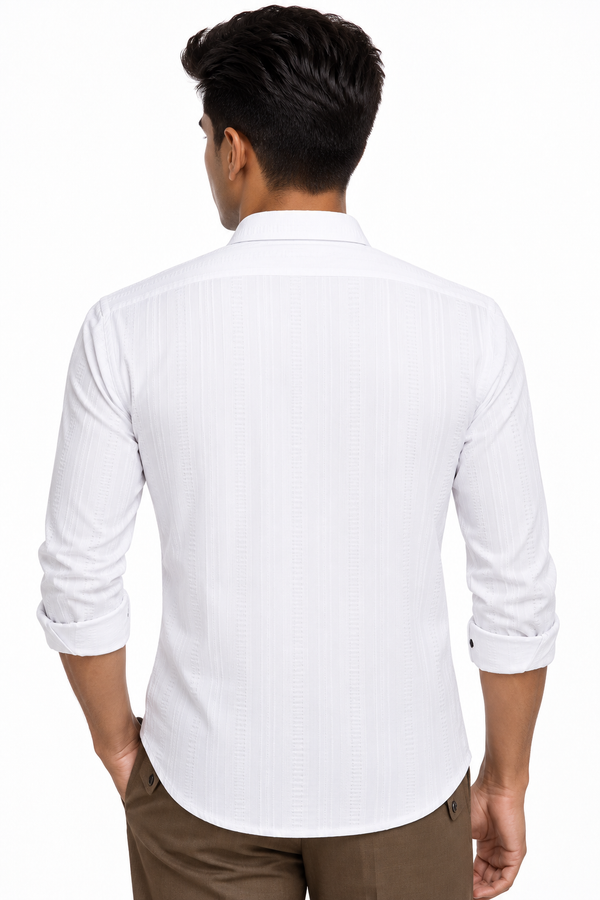 White Textured Designer Shirt