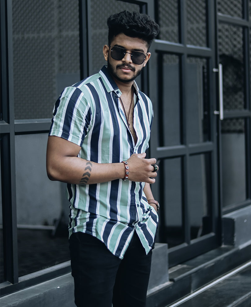 green stripe shirt men