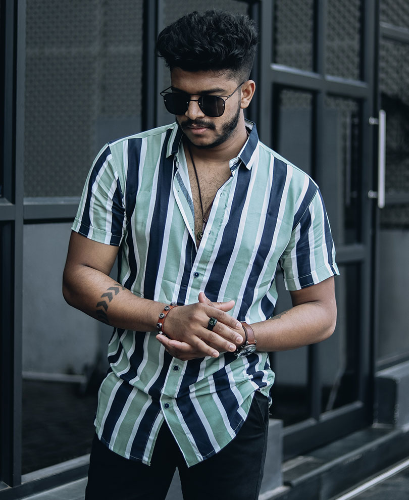 green stripe shirt men