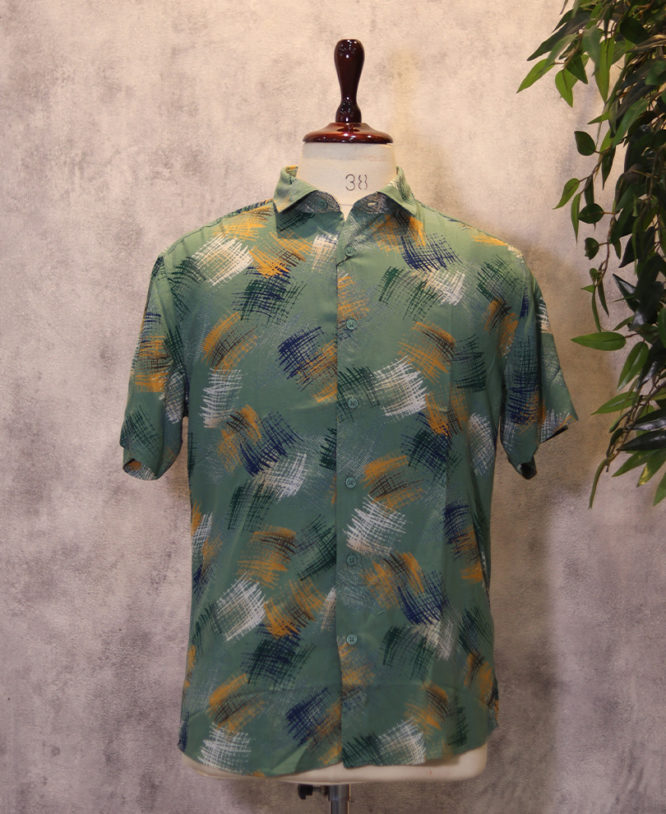 Green Printed Shirt Half